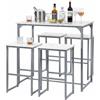 Ginhow Tavolo Alto 100x50cm, Tavolo Bar, Tavolo da Bar, Bancone Bar, Tavolo Alto Bar, Piano Effetto Marmo Bianco con Struttura Argento Opaco