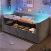 Trdlpyn Divano letto 90 x 200 cm con illuminazione a LED, Letto Singolo Imbottito con Contenitore Idraulico, Rete a doghe, Tessuto in Velluto, Grigio