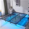 Bonnlo Struttura Letto Singolo e Matrimoniale in Acciaio, Giroletto Matrimoniale con Luce LED e Presa Elettrica, Doghe Letto senza Materasso (180 x 200cm)