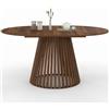 IDMarket - Tavolo da pranzo allungabile rotondo Carmen 4-8 Persone piede Noce in doghe e vassoio Noce 110-150 cm