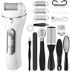 Foydream Pedicure Elettrico,Calli Piedi Rimozione con 3 Rulli Ricaricabile Raspa Piedi Professionale Kit per Piedi Rimozione Calli Pelle Dura Secca (Bianco e grigio)