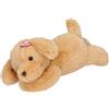 Depesche 14090 TOPModel - Peluche Cucciolo di Labrador | in marrone chiaro, con fiocchi a forma di cuore rosa, morbido cagnolino di peluche in posizione sdraiata, 26 x 12 x 11 cm