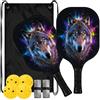 FRODOTGV Wolf Kunst Bunt - Pagaie leggere per pickleball | set de palas de pickleball per adulti uomini donne