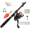 Hoppipola Set di base per pesca all'aperto con canna da pesca, mulinello e scatola per attrezzatura da pesca, leggero e portatile (set di canna rossa)