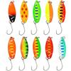 Vdaxvme Set di 10 esche da pesca con lustrini, esche in metallo, cucchiaio, esche da pesca dure, cucchiaini da pesca, esche a triplo gancio, set da pesca