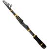 Homeponnew Canna da pesca telescopica in fibra di carbonio, da 1,8 m a 2,4 m, portata 2 kg, leggera con anelli in metallo, compatta a 43 cm, per viaggi e pesca, multiuso, colore: nero e oro