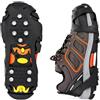 Gehior Ghiaccio Grips per scarpe e stivali, ramponi antiscivolo a 10 tacchetti con punte in acciaio inox, impugnature flessibili in TPE da neve per passeggiate invernali, escursioni, trekking e pesca