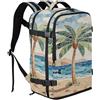 GuoChe Zaino impermeabile, capacità 20 l | Con tasche multiple per studenti universitari Palm Tree Beach Seashell Art Print Vibrant Blue Green Coastal Tropical
