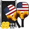 FRODOTGV Girasoli USA Bandiera USA Grafite Pickleball Paddles | Pala de Pickleball fibra de vidrio per giocatori intermedi
