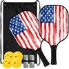 FRODOTGV USA Flag Tie Dye ampliato Sweet spot Pickleball Paddle | Pala de Pickleball fibra de vidrio per giocatori intermedi
