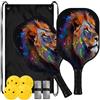 FRODOTGV Lion Animal Lovers Colorful Spin Pickleball Paddle | set de palas de pickleball per adulti uomini donne