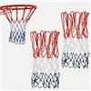 Foverin Rete da basket di ricambio per campi all'aperto, reti da basket indoor, rete resistente alle intemperie, reti in nylon spesse 5 mm, 12 anelli, 2 reti tricolore per cerchi standard, palestra domestica