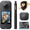 Insta360 X4 Air Starter Bundle con FlexiCare 2 anni - Action Camera 8K 360 con obiettivi sostituibili, bastone invisibile selfie da 114 cm, copriobiettivo e batteria aggiuntiva