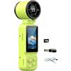 Generic Videocamera per selfie, con ventola integrata e lente girevole, verde | Schermo frontale con ricarica di tipo C e video 1080p per clip da viaggio all'aperto e uso quotidiano