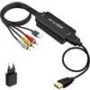 Ozvavzk Convertitore AV a HDMI,Convertitore CVBS AV a HDMI Cavo Adattatore con Cavi HDMI Supporta PAL/NTSC per PS2/box/N64/VHS/DVD