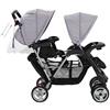 Kavolet Passeggino gemello, gemello, passeggino tandem per 2 bambini, passeggino da viaggio, passeggino 2 in 1, grigio e nero, 122,5 x 53,5 x 111 cm, in acciaio