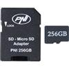 PNI Scheda di memoria da 256 GB con adattatore SD Classe 10, 80 Mb/s, V30