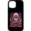 Halloween Glam Retro Vintage Comics Pop Custodia per iPhone 15 Ciclope Cook Sous Chef Ristorante Cibo Spettrale Spaventoso Uomo