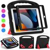 GOZOPO Custodia per bambini con protezione schermo integrata per iPad 10,2 2021/2020/2019, custodia protettiva antiurto con maniglia per iPad 9/8/7a generazione, leggera e a prova di bambino (nero)