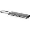 DIGITUS Docking station USB-C - 9 porte - 2x HDMI 2.0, 5x USB 3.2 Gen 1 | 1x RJ45 Gigabit Ethernet - UHD 4K 60 Hz - Power Delivery da 100 W - 9-in-1 - Grigio