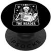 Halloween Skeleton Tarot Card The Reader Skeleton Tarot Card Reading Book Lover PopSockets PopGrip Adesivo