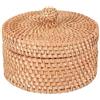 Generisch Scatola portaoggetti in rattan con coperchio, cesti intrecciati, scatola naturale per chiavi, bicchieri, piccolo cestino per snack frutta, contenitore per tè, organizer da cucina