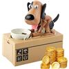 Lotvic Salvadanaio a Forma di Cagnolino, Salvadanaio Elettronico Cane Mangia Soldi, Giocattolo Che mastica, regalo di compleanno per bambini, marrone (Dark brown) (Marrone scuro)