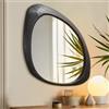 AAZZKANG Specchio da parete irregolare grande 70L x 50W cm nero asimmetrico specchi da appendere con cornice moderna in legno per bagno camera da letto soggiorno ingresso