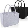 PUWOWYE 2 Pezzi Borsa in Feltro, Pieghevole Sacchetti in Feltro, Grande Borsa Shopper in Feltro, 39x26x20cm, Nero & Grigio Chiaro