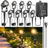 LightingWill Faretti LED da Giardino per Esterni con Picchetto, Set da 8, Illuminazione 24 V con Sensore Crepuscolare e Timer, Bianco Caldo 3000 K, IP65, per Vialetti, Terrazze e Giardino