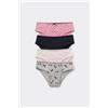 Tezenis 4 Paia Slip Bimba In Cotone Stampato Bambina Nero