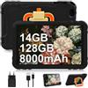 fezawio Tablet Android per bambini da 10 pollici, 14+128 GB, custodia protettiva EVA, nero