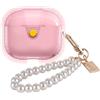 DiyGody Custodia Trasparente Compatibile con Airpods 4 Generazione con Portachiavi in Perla, Cover Magnetica in TPU per Donne, Case Protettiva Ultrasottile AntiGraffio Antiurto