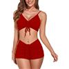 TBSCWYF Costumi da Bagno Mare Donna Costume Due Pezzi Ruched Bikini Set EstateRegolabile Reggiseno Spiaggia con Slip Vita Alta Costumi da Bagno Donna Vita Alta Costume Donna Due Pezzi Profondo V con Design