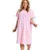 Marlon Camicia da notte Marcia da donna, lunghezza più corta 101,6 cm, in morbido jersey, con maniche corte e abbottonatura, in puro cotone o comodo tessuto di facile manutenzione, Rosa floreale a