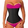 Yianna Corsetto stringivita da donna, sportivo, in lattice, bustino modellante - Nero - S