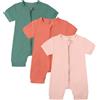 amropi Neonato Bimba Bimbo Pagliaccetto 3 pezzi Pigiama Manica Corta Jumpsuit Cerniera Tutine