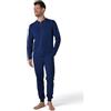 Lovable Pigiama Lungo in 100% Cotone | Maglia Serafino con Bottoni + Pantaloni con Coulisse | Nightwear e Loungewear Uomo