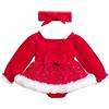 Loalirando Completo Neonata Elegante Abito Principessa Rosso con Pailettes di Natale Bambina Natalizio Vestito Bambina Invernale in Velluto+Fascia di Natale per Bambine