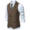 Generic Gilet da uomo rosso a spina di pesce, gilet doppiopetto slim fit per signori, gilet formale senza maniche con chiusura a bottoni, gilet vintage su misura, gilet da gentiluomo britannico