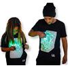 Illuminated Apparel T-Shirt Fluorescente Interattiva (Nero/Verde, 12-14 Anni)
