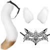 DRESHOW Orecchie e Coda da Volpe o Lupo e Maschera Pizzo Set Cosplay Costume Halloween Carnevale Costumi Feste Accessorio per Adolescenti Adulti