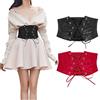 WERFORU 2 Pezzi Donne Vita Corsetto Cintura Profonda Waspie Cinture Halloween Elastico Largo Cintura per Abiti