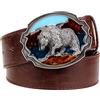 WRJAHCG Cintura da uomo, fibbia per cintura con orso Cintura stile moda PU Decorazione Cintura casual Gioventù