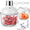 Bear Frullatore/tritatutto da 0,6L + 2L, 2 velocità, tritatutto con 4 lame in acciaio inossidabile e macinino per carne, contenitore in vetro per tritare carne, alimenti per bambini, frutta e verdura, mini tritatutto elettrico - bianco