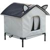 Kawiithn Cuccia Gatto Esterno Impermeabile e Isolata, Casetta Rialzata Antivento | 40x33x33cm per Gatti e Cani Piccoli da Giardino e Balcone, Rifugio Invernale Caldo Pieghevole