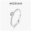 Modian Solido Argento Sterling 925 Semplice Rotondo Trasparente CZ Anelli di Barretta Per Le Donne e le Ragazze Cassic Dichiarazione di Nozze Gioielleria Raffinata Regalo