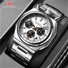 MEGIR MINI FOCUS Orologio Cronografo al Quarzo per Uomo, Impermeabile e Luminoso con Calendario, Cinturino in Acciaio Inossidabile 0601