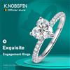 KNOBSPIN D VVS1 Anello di fidanzamento con moissanite a cuore da 1-2 ct Anello in argento sterling 925 placcato in oro bianco 18 carati con diamanti Anelli di promessa per le donne