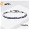 NeeTim Bracciale tennis Moissanite colorato arcobaleno in argento sterling s925 con bracciali a catena placcati in oro bianco per donna uomo